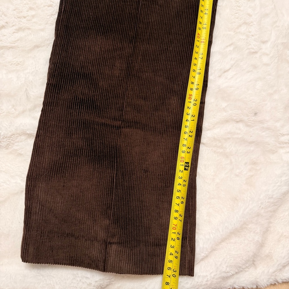 Vintage 1970s Brown Corduroy Pants Straight Leg Scovill Zipper Size 34x30 - Picture 12 of 14